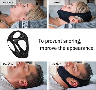 Anti Snoring Chin Strap Adjustable Breathable Anti Snoring Chin Strap Helps Against Snoring Device for Snoring Reduction Elastic Neck Brace Against Headband.