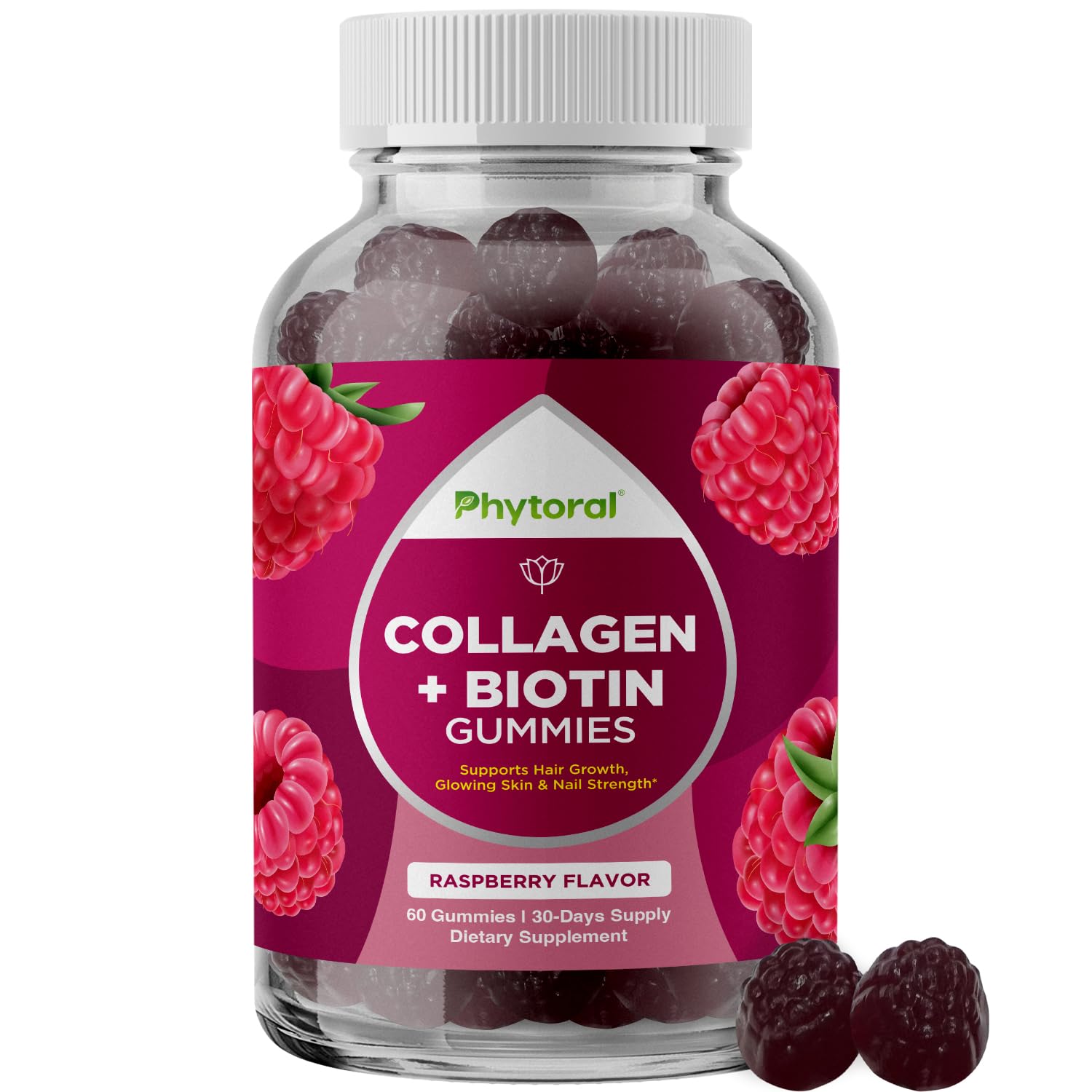 Hydrolyzed Collagen Gummies Vitamins for Adults - Hair Skin and Nails Gummies for Healthy Hair Growth Glowing Skin