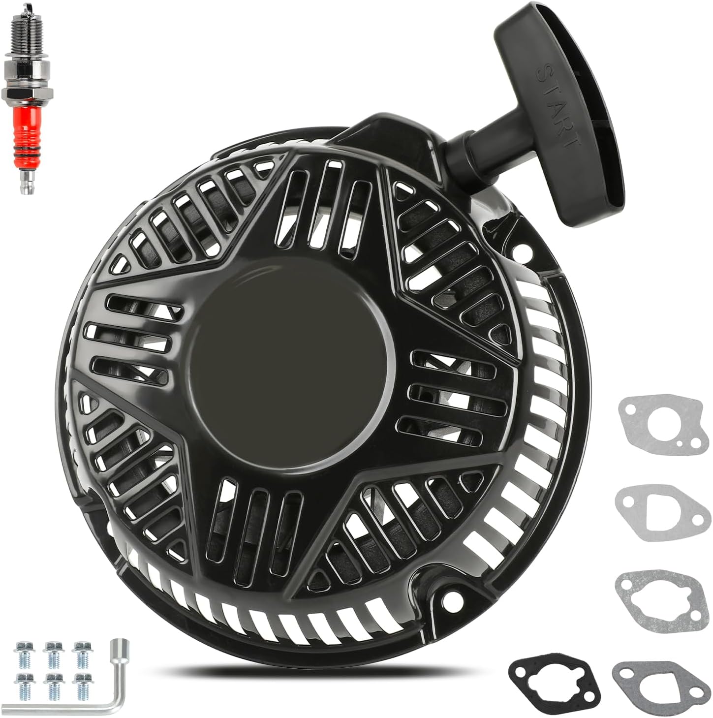 Pull Start Assembly Compatible with Pressure Washer Westing-House 212cc Engine WPX2700 WPX3200 WPX3400 WPX3600 Power-Horse, Recoil Starter for DuroStar DS4000S 208cc 224cc Generator Parts
