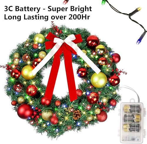 Miniatura 7 de Luces de Navidad de 50 pies con 100 luces LED a pilas con temporizador remoto, impermeable, 9 modos de cambio blanco cálido y multicolor, luces de