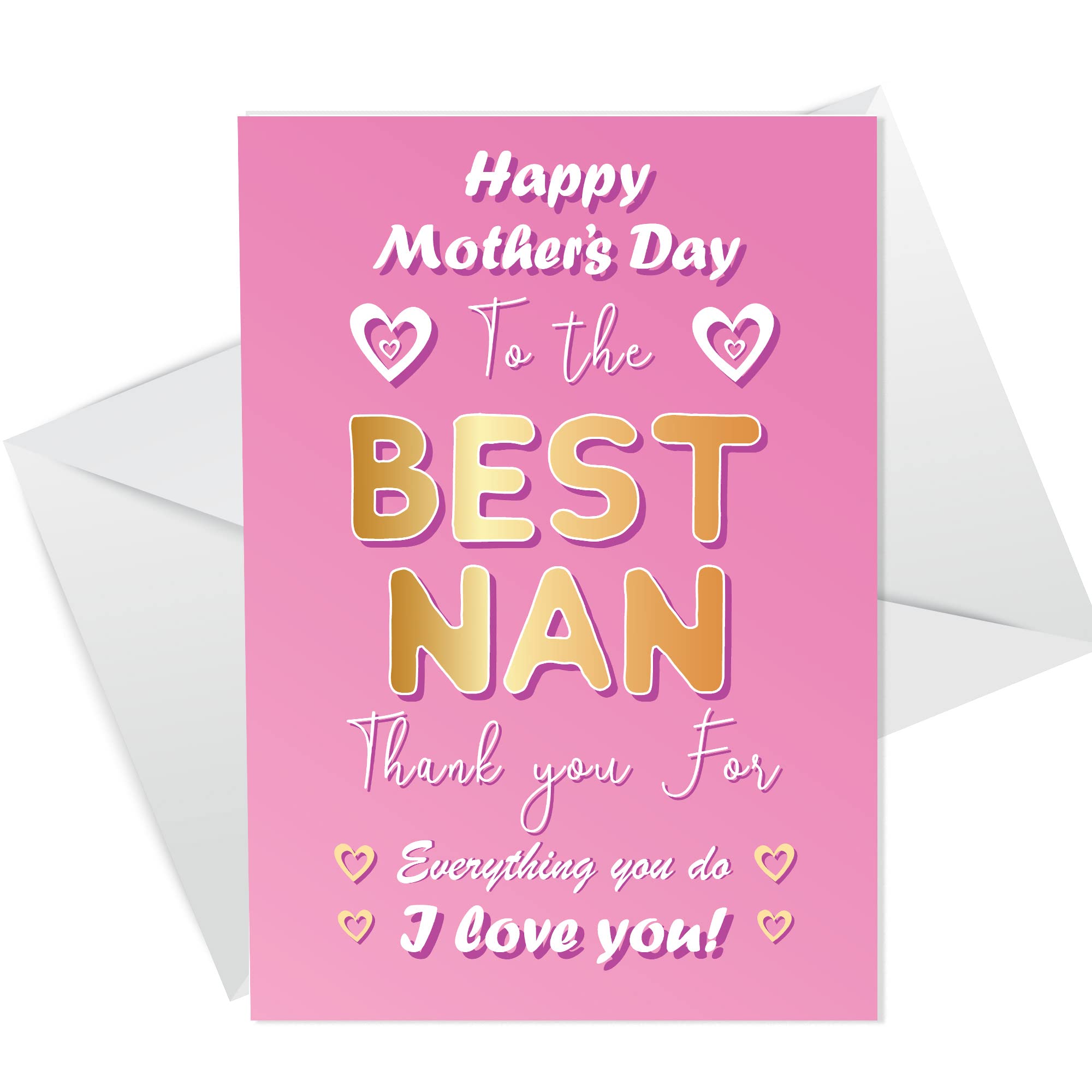 RED OCEAN Mothers Day Card For Nan - Nan Card From Grandson Granddaughter - Mother's Day Card For Nan - Card With Envelope