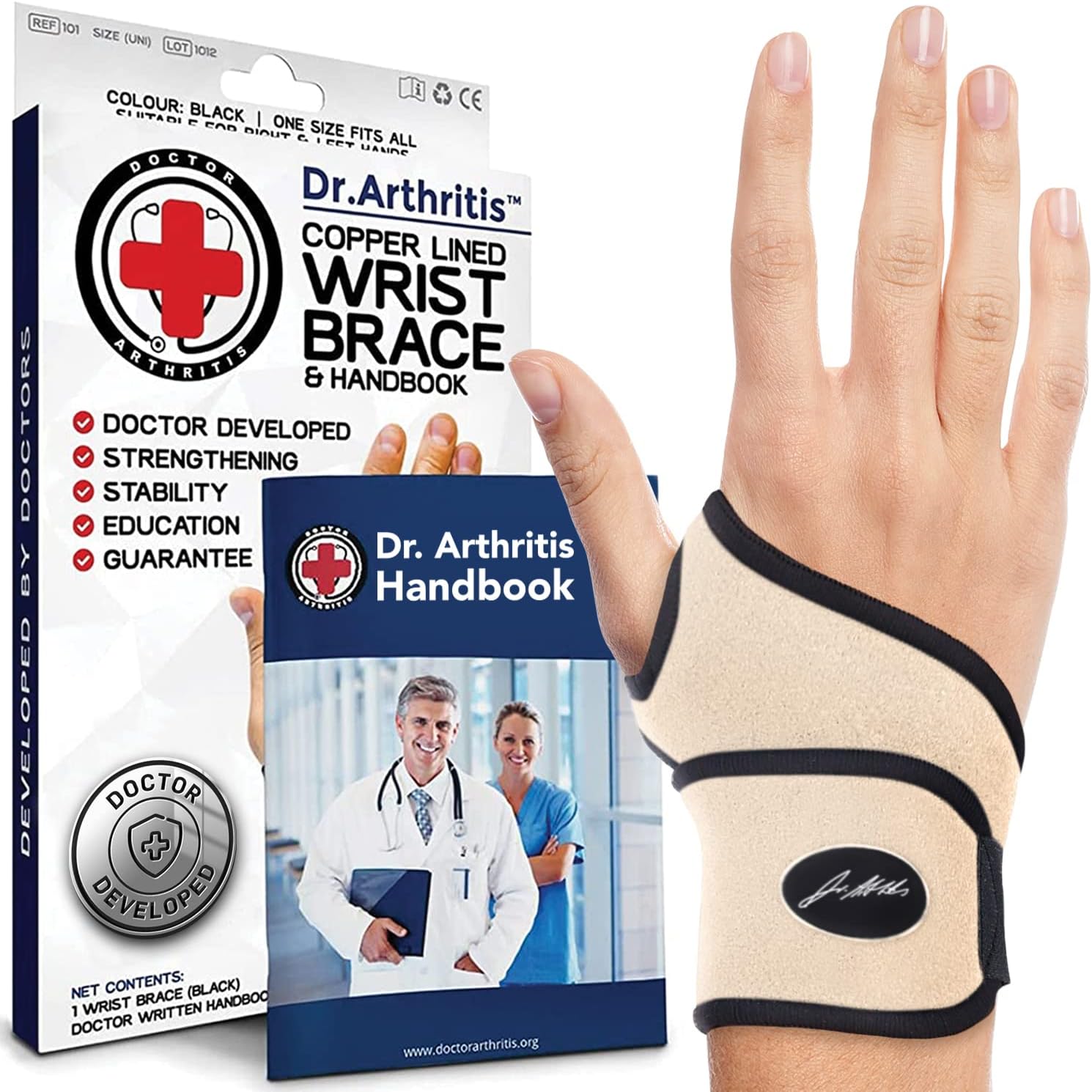 Doctor Developed Wrist Supports/Wrist Brace - Relief for Carpal Tunnel, Wrist Injuries, Wrist Support for Arthritis, Hand Support, Hand & Wrist Braces, Wrist Strap and Doctor Handbook