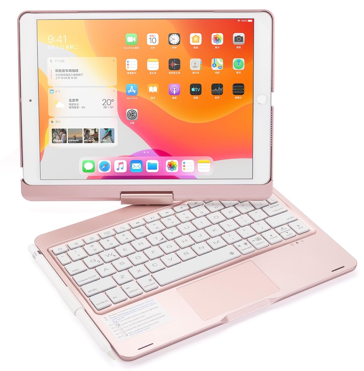 ProElite Rotatable Wireless Bluetooth TouchPad Keyboard flip case Cover for Apple iPad 10.2 inch 9th/8th/7th Generation, Built-in 7-Colors Backlit, Rose Gold (B0D6NF1L6B) Amazon Price History, Amazon Price Tracker