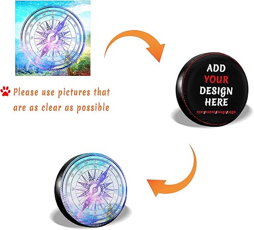 Miniatura 2 de Fundas para neumáticos de repuesto personalizables, diseño personalizado, tu propia imagen, texto, nombre, mensaje, impermeable, a prueba de polvo,