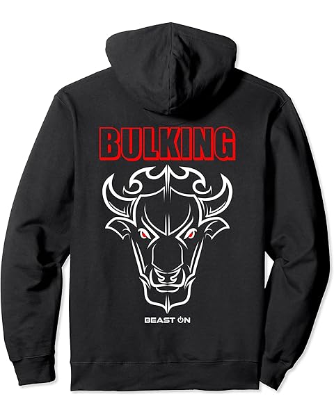 Taurus Bull Head Gym Fitness Back Motif Gains Bulking Red Pullover Hoodie