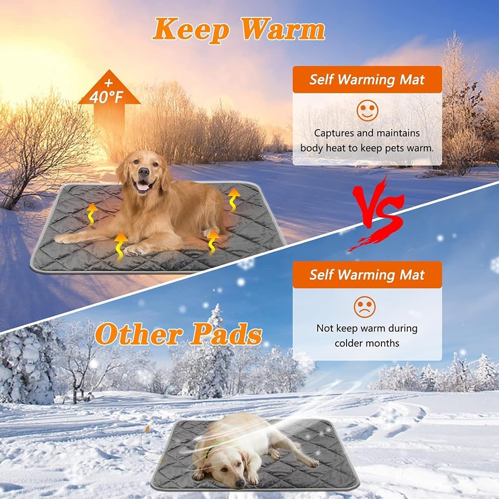 Manta térmica para perros, tapete reflectante térmico autocalentable para perros y gatos, almohadilla reflectante de calor de 5 capas para mascotas, tapete no eléctrico, 22.8 x 34.6 pulgadas, marrón