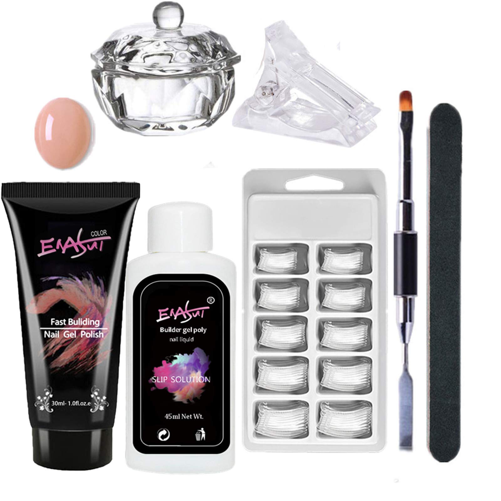 Poly Extension Nail Gel Kit Nail Gel Builder for Nail Extension Slip Solution Starter Set Nail Gel All-in-One Manicure Kit 30ml 6Color options (Nude Pink)