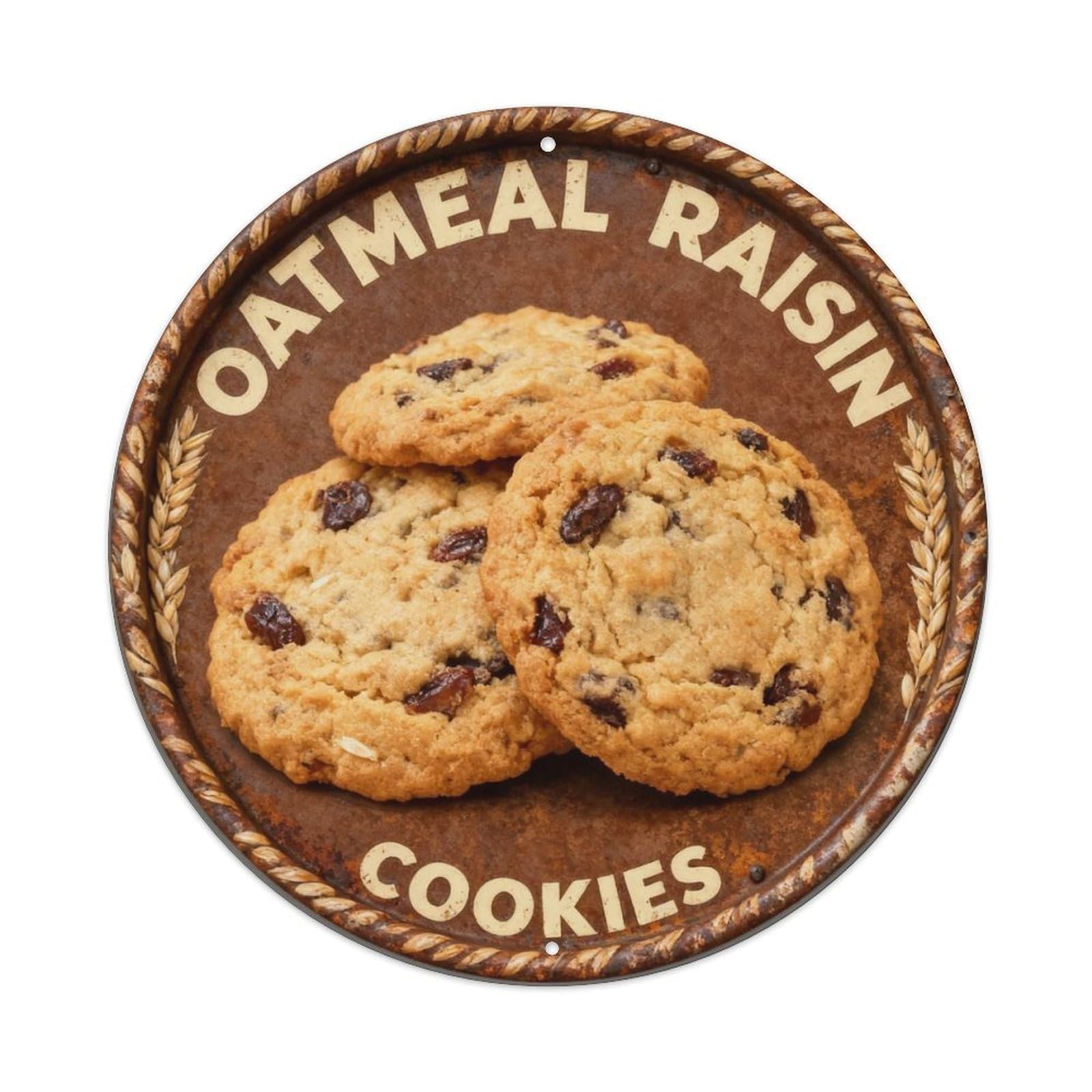 Oatmeal Raisin Cookies Metal Tin Sign Plaque