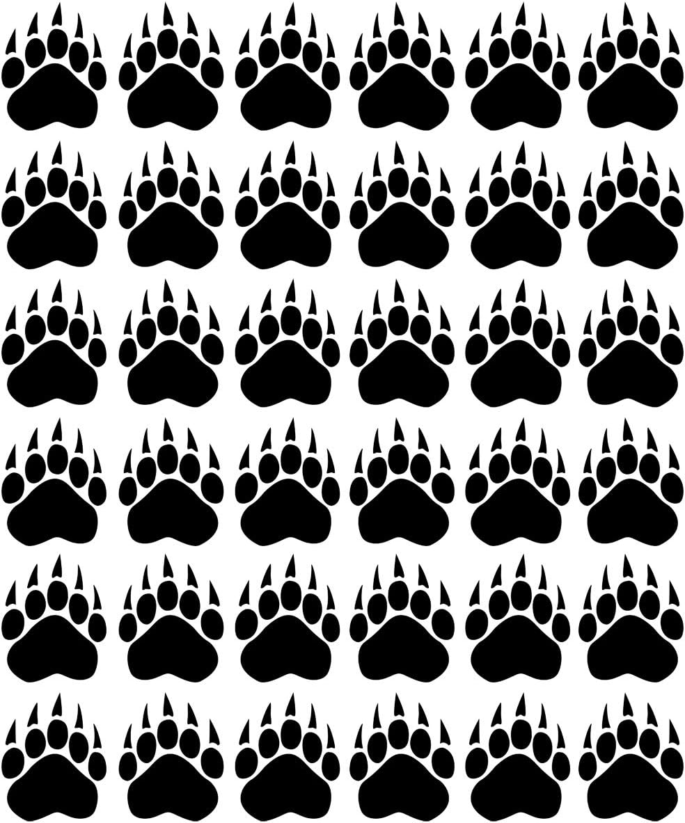 VWAQ Bear Paw Print Floor Decals - Peel and Stick Footprint Wall Decals - 36 PCS (Black)