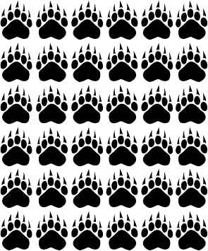 VWAQ Bear Paw Print Floor Decals - Peel and Stick Footprint Wall Decals - 36 PCS Black