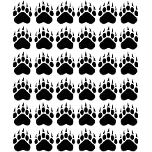 VWAQ Bear Paw Print Floor Decals - Peel and Stick Footprint Wall Decals - 36 PCS Black
