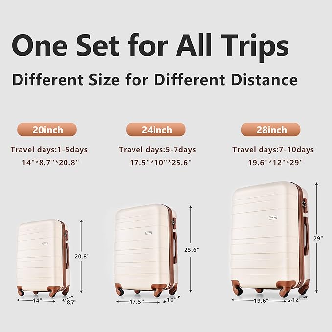 Merax 3 Piece Expandable ABS Hardshell Luggage Set