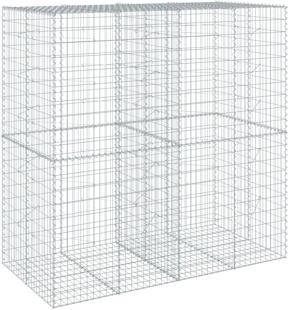 vidaxl Gabion Basket with Cover - Large, Sturdy, Galvanized Iron Design for Backyard Landscaping and Decor