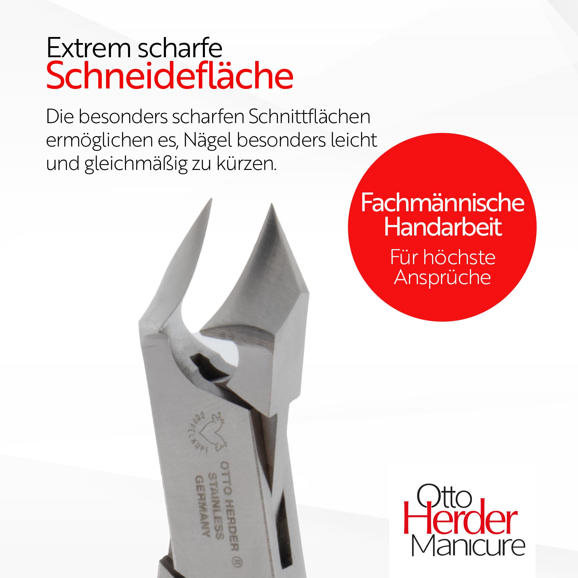 Otto Herder Manicure Cortaúñas de pie de acero inoxidable, cortaúñas de 14 cm, para uñas de pies fuertes, con doble resorte, ideal para pedicura y pedicura