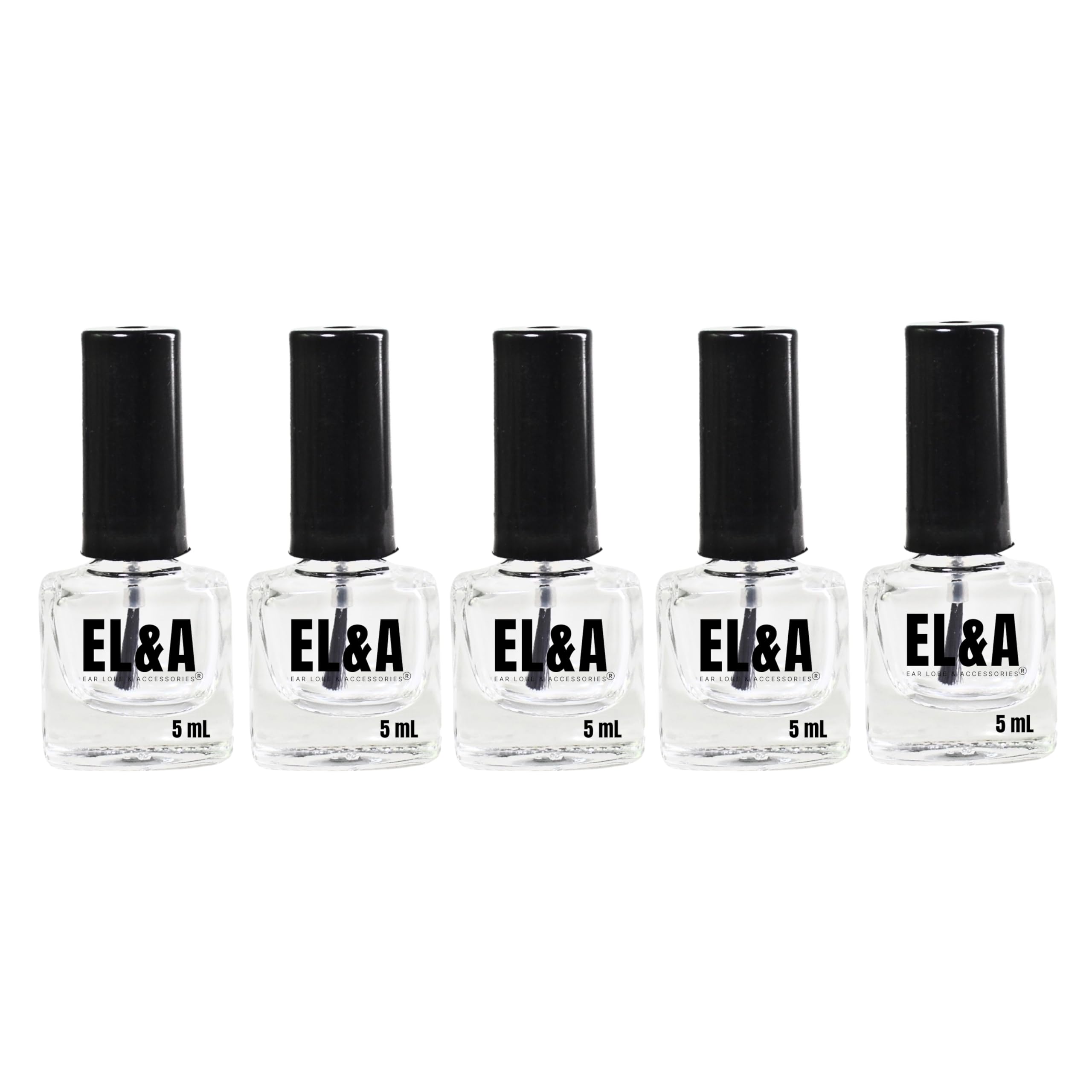 [Ear Lobe & Accessories] Empty Nail Polish Bottles - 5 ml | Brush Cap for Easy Application | Clear Glass Bottles, Reusable, 6.3 X 2.3 cm - Pack of 5-image-34