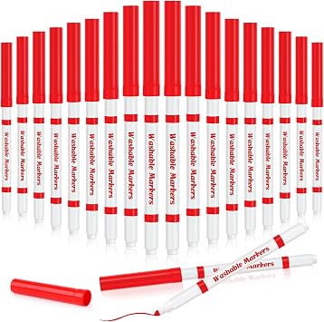 Fullhawl 18 Pcs Line Washable Markers Red Fine Tip Markers for Kid
