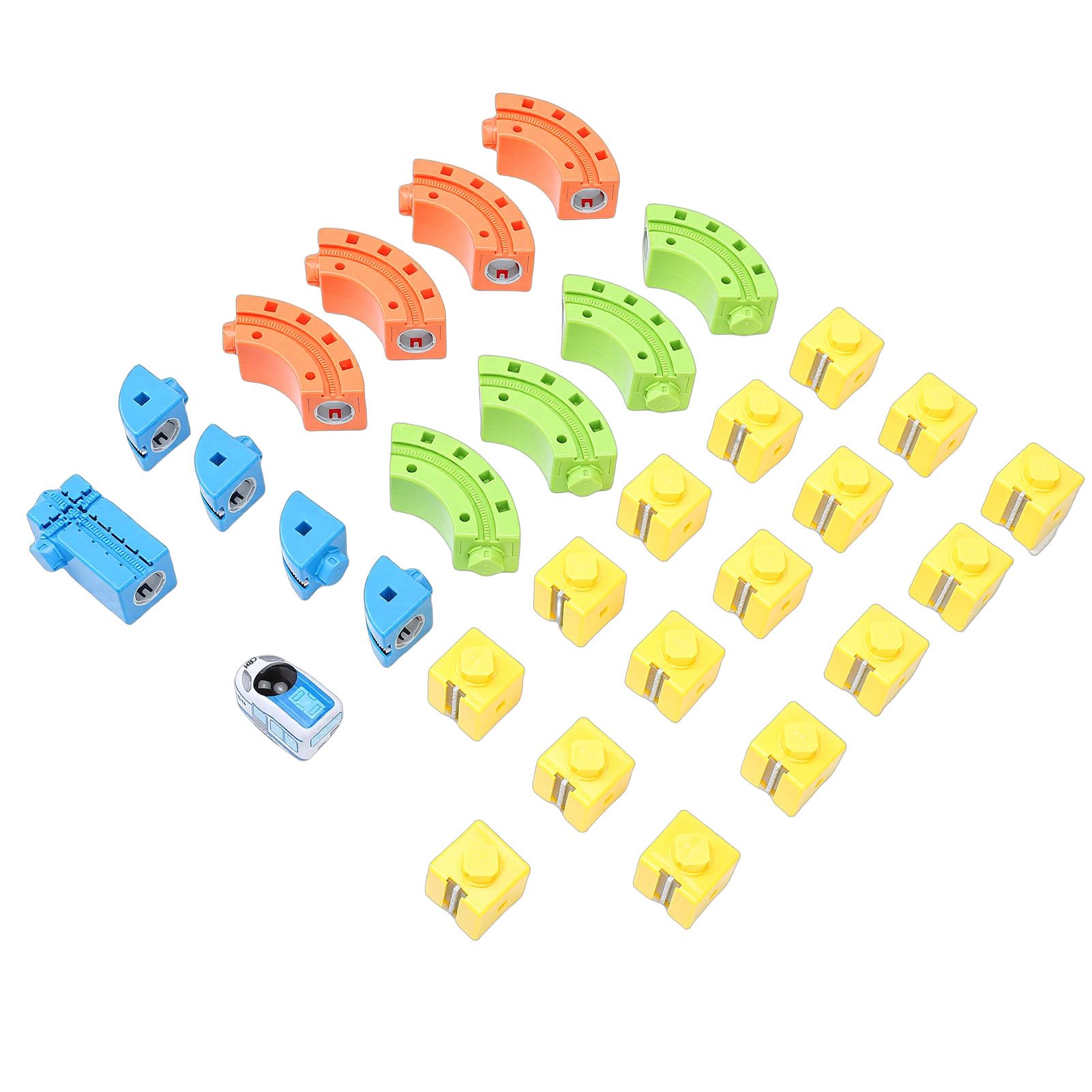 Set di Treni Elettrici 3D da 81 Pezzi con di Binari Modulari per L'apprendimento STEM e Avventure Ricche di Azione