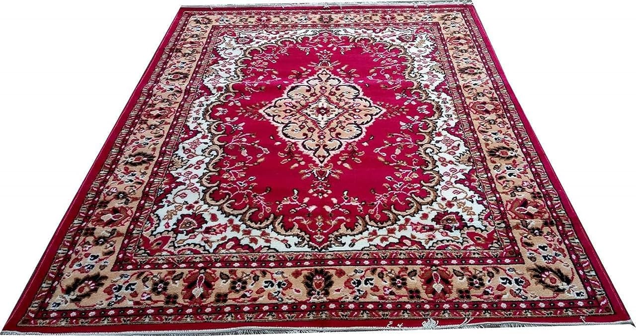 Kavi Handloom Modern & Comfortable Flooring Solutions Acrylic BCF Carpets for Living Room and Bedroom - (Red-J, 6X8 feet)