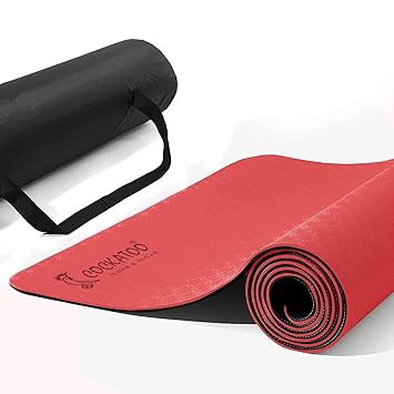 Cockatoo Premium 6 MM TPE Non Slip, Unrolls Flat Always, Sweat Absorbent Yoga Mat For Women and Men with Cover Bag L-183CM x W-61CM - image, photos