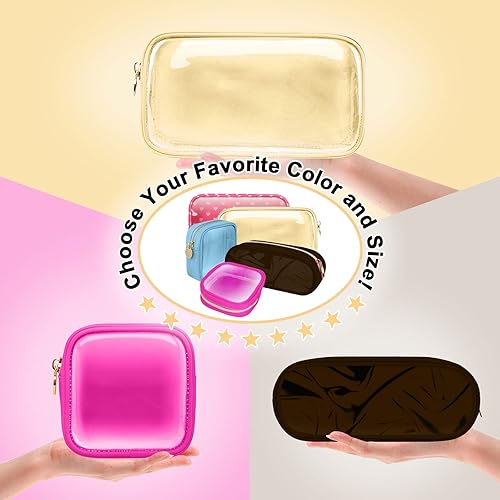 Miniatura 8 de izuzta Mini bolso de maquillaje de nylon pequeño bolso lindo Preppy cosmético cremallera bolsa, Beige