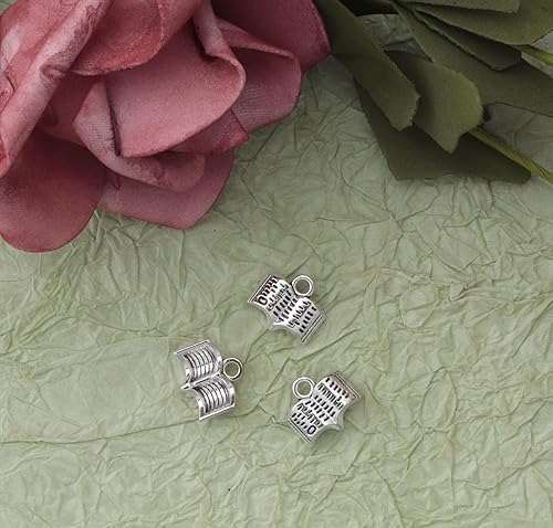 Miniatura 5 de Ruwado 50 dijes de libros para hacer joyas de 0.5 x 0.4 in, de metal, lindos mini colgantes para manualidades, collares, pulseras, aretes, llavero,