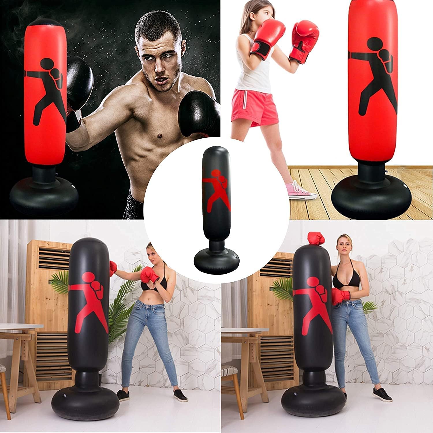 Saco de Boxeo Niños 160 cm Hinchable Punching Bag para Karate Kickboxing
