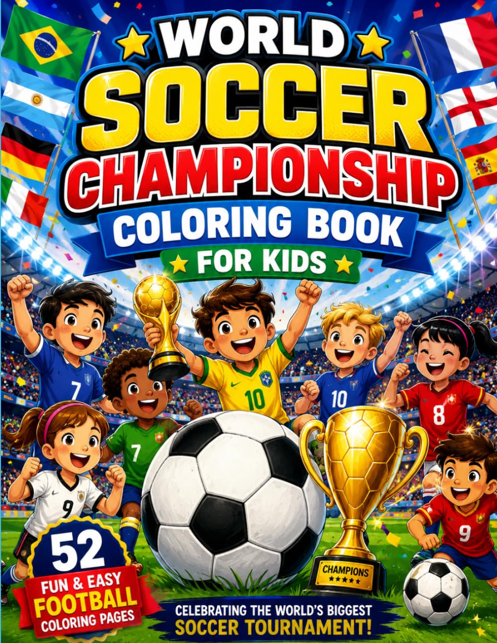 World Soccer Championship Coloring Book for Kids