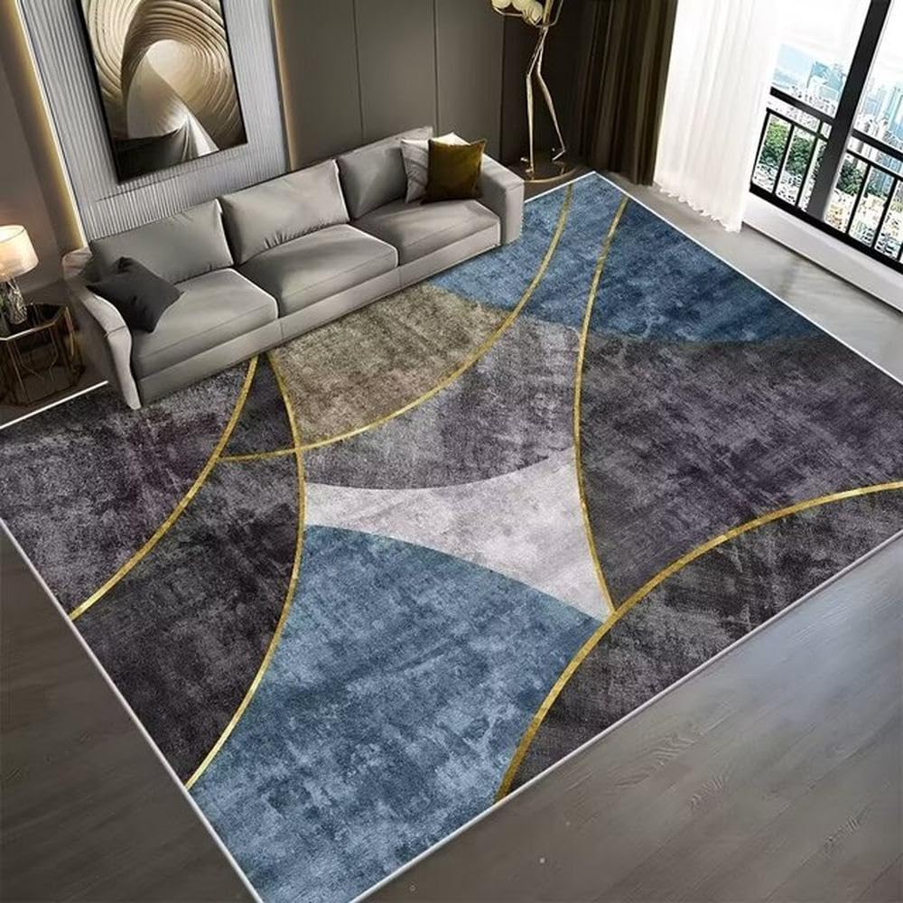 Tapis de salon scandinave géométrique en flanelle douce 80x120 cm