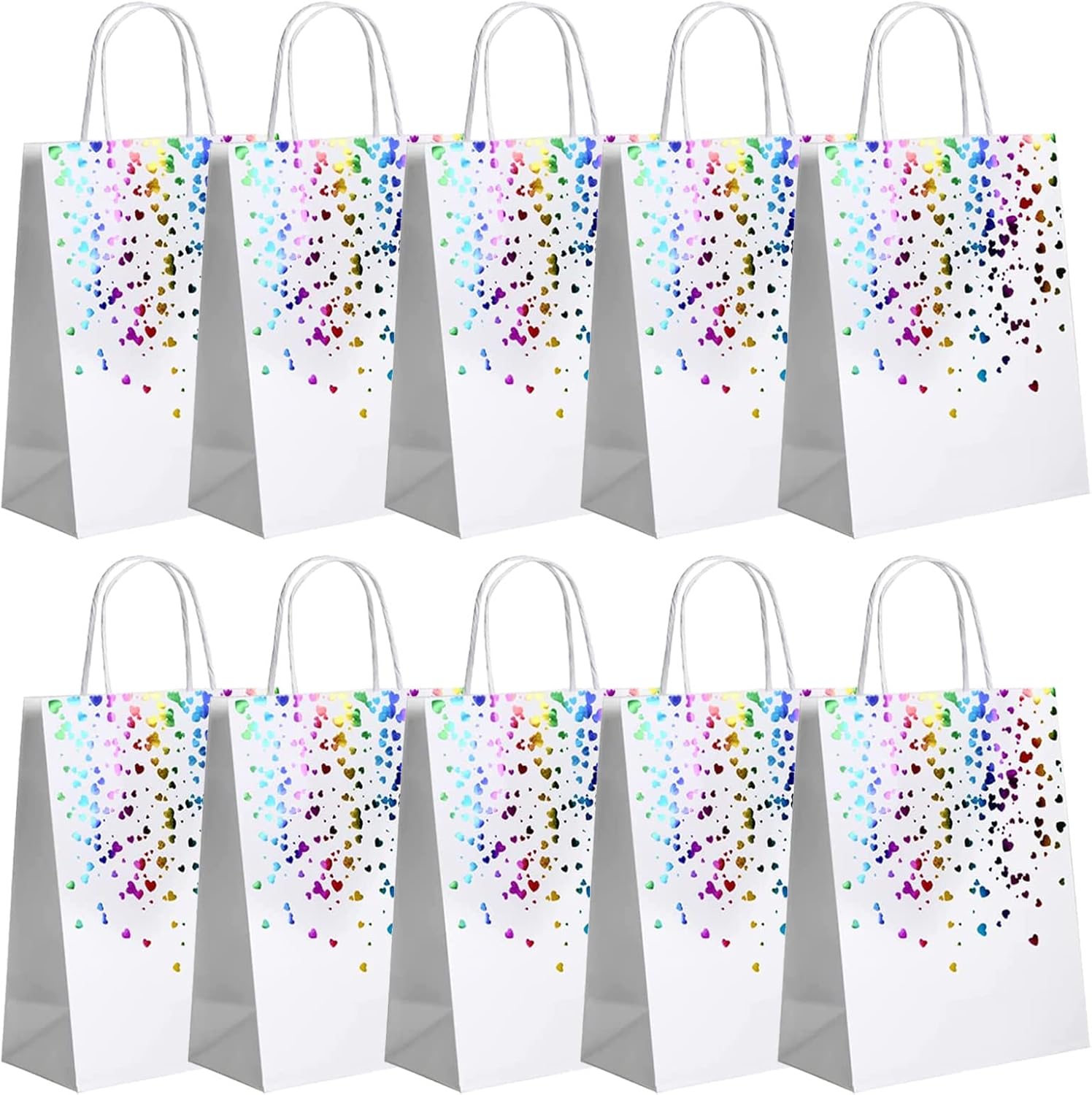 20 Pcs Personalised Gift Bags, White Gift Bag with Handle, Party Favor