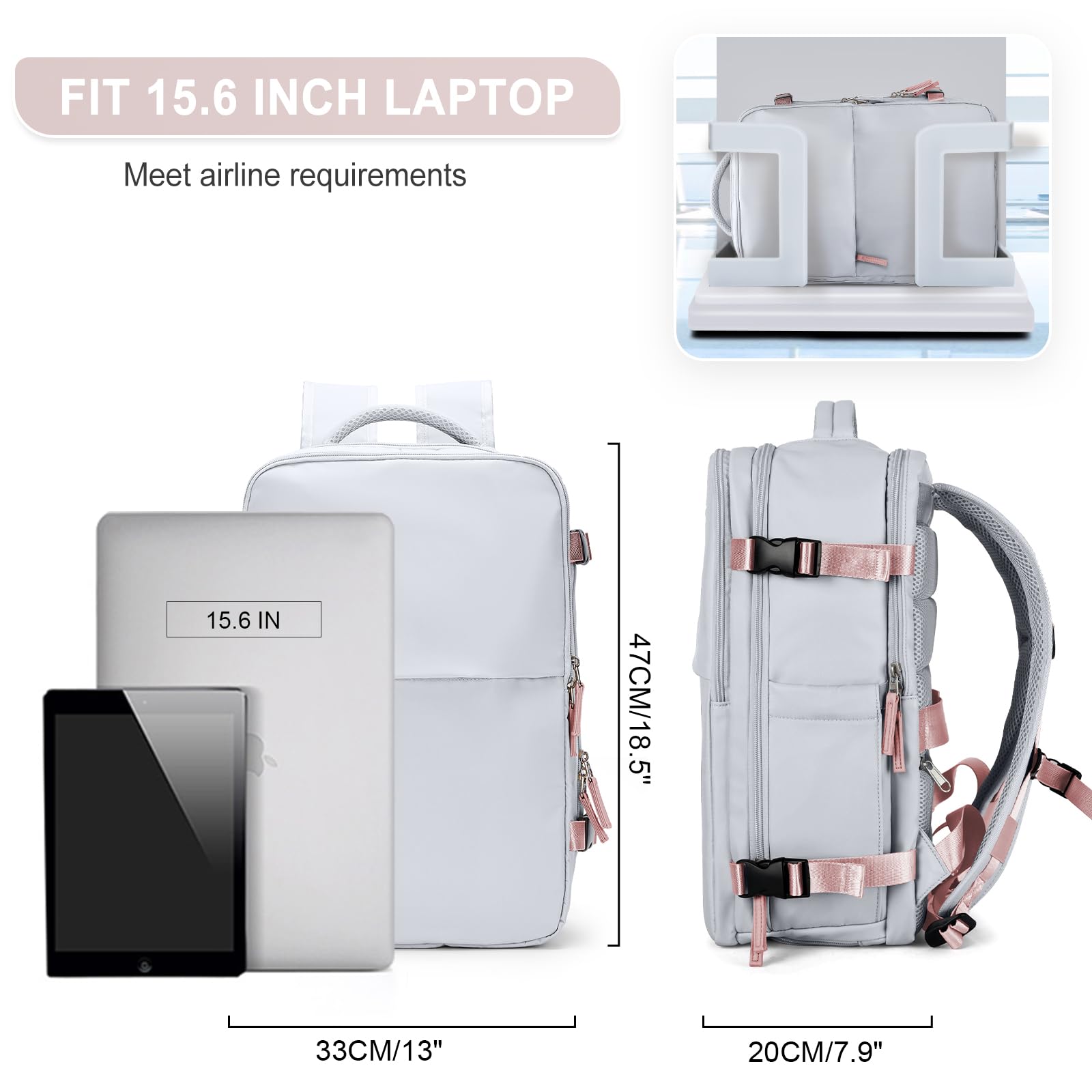 Zaino Bagaglio a Mano Ryanair 40x20x25 Zaino Aereo Borse da Cabina per Easyjet 45x36x20 Zaino da Viaggio donna con porta ricarica USB, Borsa da Viaggio aereo Zaino Computer Impermeabile Casual Daypack