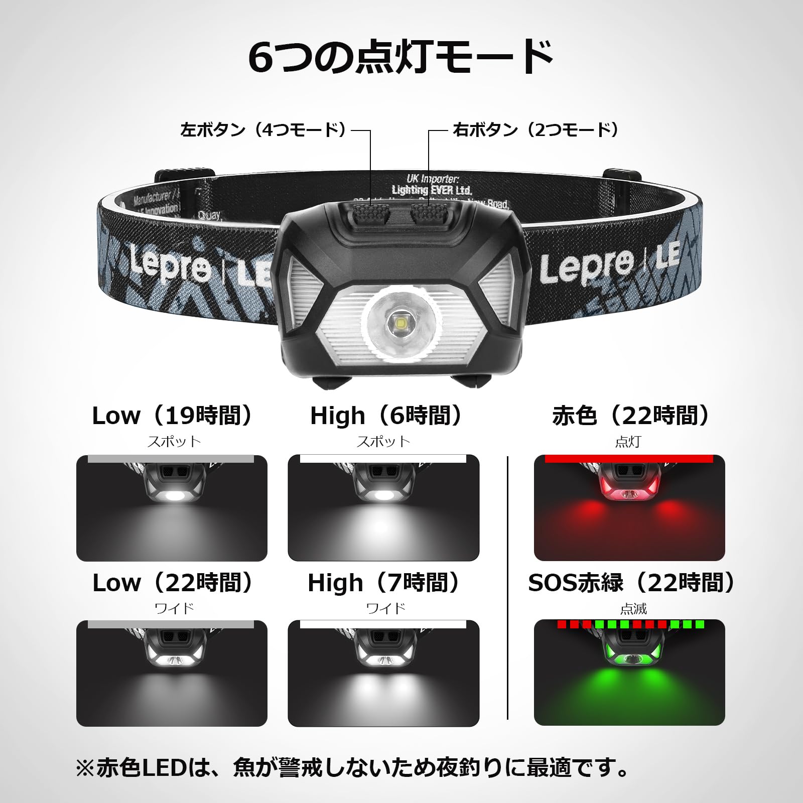 Leproのストアを表示 Lepro ヘッドライト 電池式 LED ヘッドランプ 高輝度 ledヘッドライト 6種点灯モード 単4形電池対応【赤＆白ライト/スポット・ワイドLED搭載/SOS点滅/実用点灯22時間/IPX4防水/角度調整可/CE ROHS認証済み】 釣り 登山 キャンプ アウトドア 災害 停電用 散歩 作業 小型 夜釣りに最適 ヘッド ライト（ブラック） in use