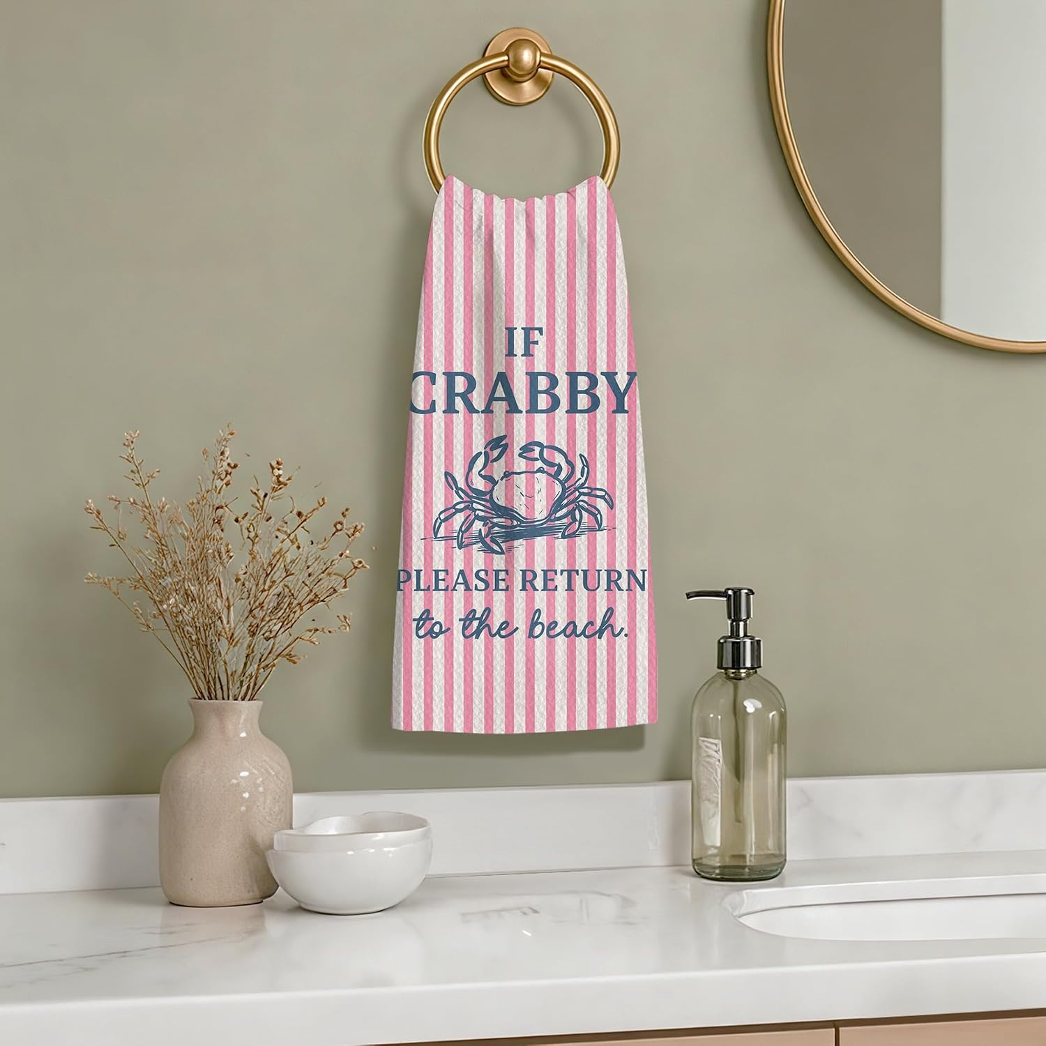 Crab Coastal Beach Kitchen Towels 16x24 Inch image 5