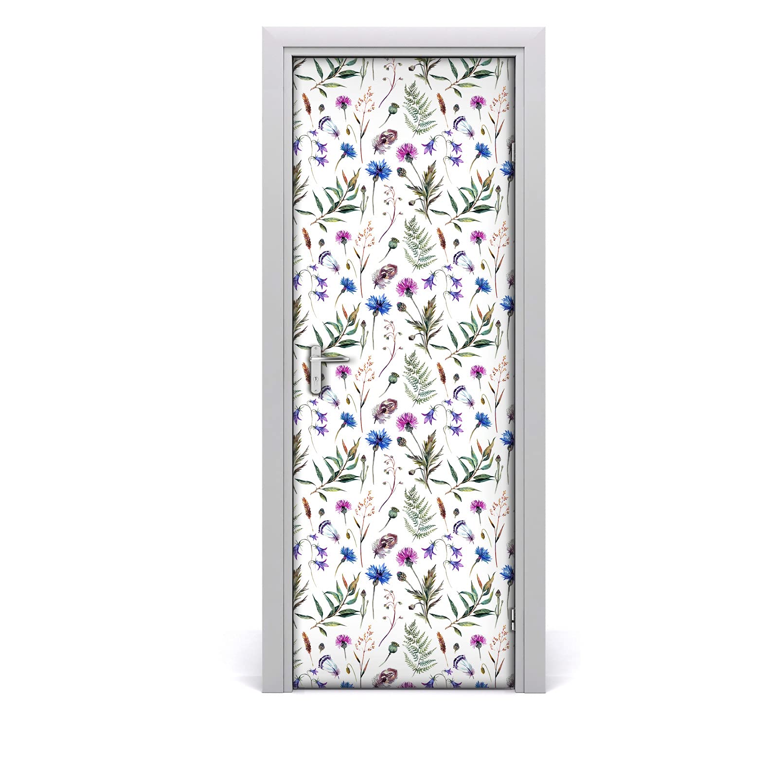 Autocollant de porte imperméable papier peint amovible 85x200cm fleurs sauvages