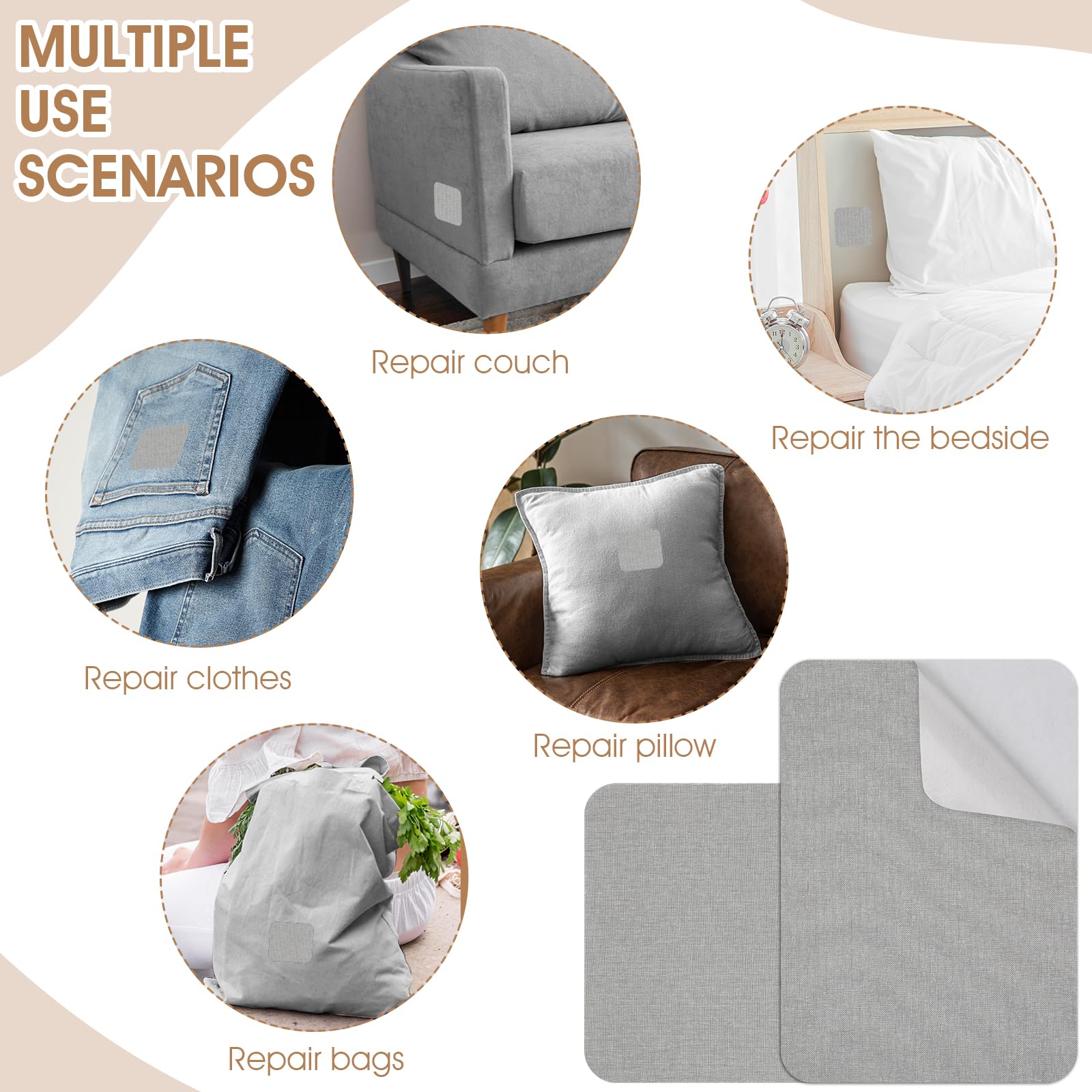 Lot De 3 Tissus Autocollants De Réparation - 20,3x27,9 Cm - Pour Vêtements, Canapés, Sièges Auto - Faux Lin Adhésif - 8