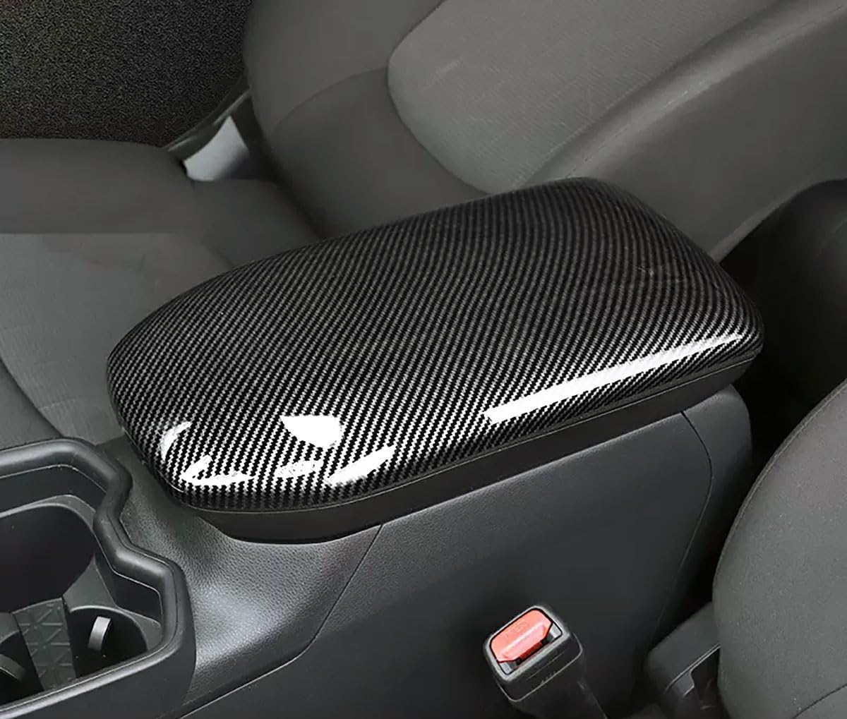 Armrest Box Cover Trim Compatible with Toyota RAV4 2025 2024 2023 2022-2019Central Console Armrest Box Protector Interior Car Accessories ABS 1PC (Carbon Fiber Style)