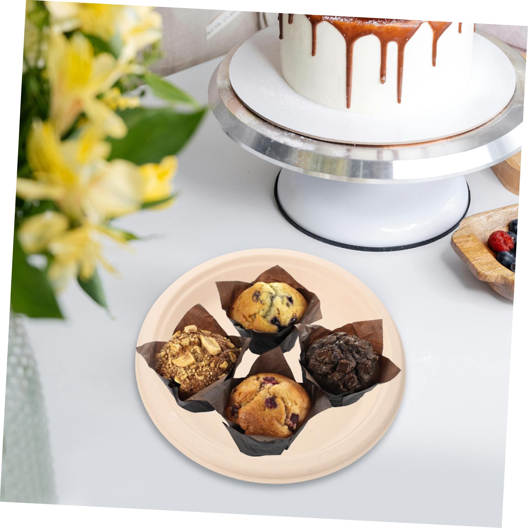 PACKOVE Pappteller aus Papier 50 Stück Stabil und Praktisch für Partys Grillabende Hochzeiten Picknicks und Desserts