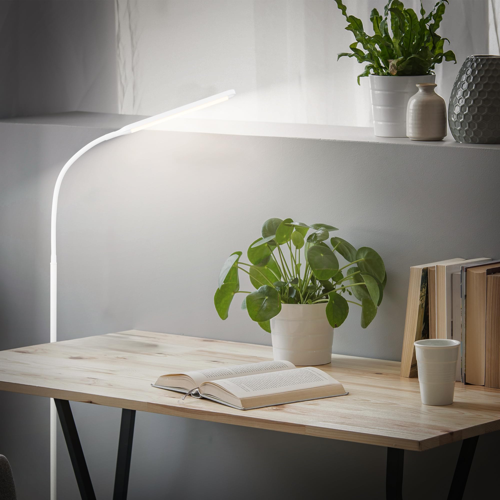 BRILONER - Lampa podłogowa LED dotykowa, ściemniana, funkcja pamięci, lampka do czytania, salonu, dekoracja sypialni, uplighter, podłogowa, 21 x 170 cm, biały