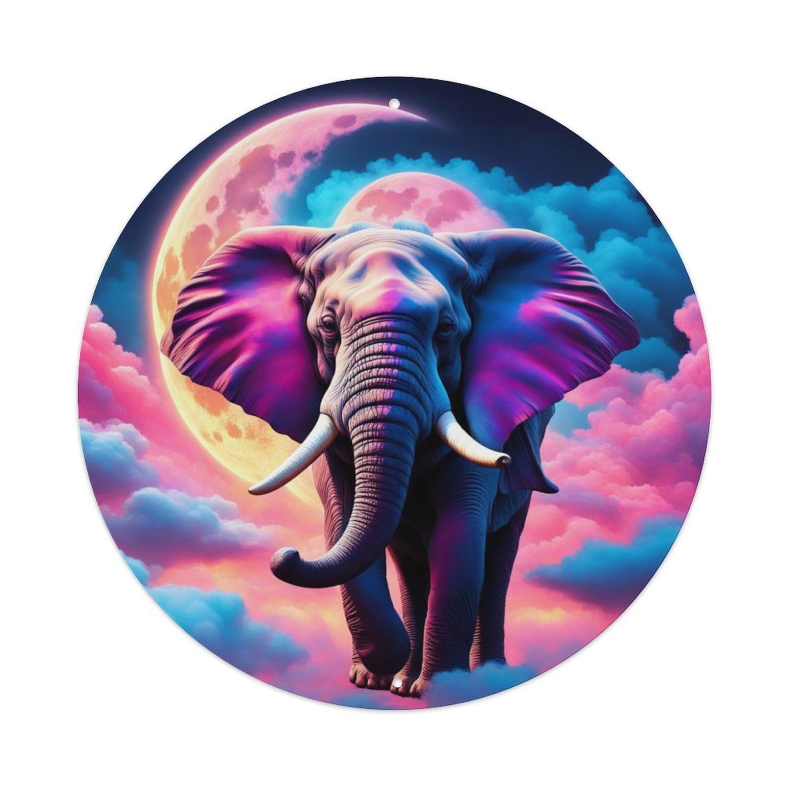 Animal Artwork Elephant on The Clouds Vintage Metal Tin Sign Plaque Wall Decor for Cafe, Club Bar, Office, Garden Metal Poster 8x8Inch