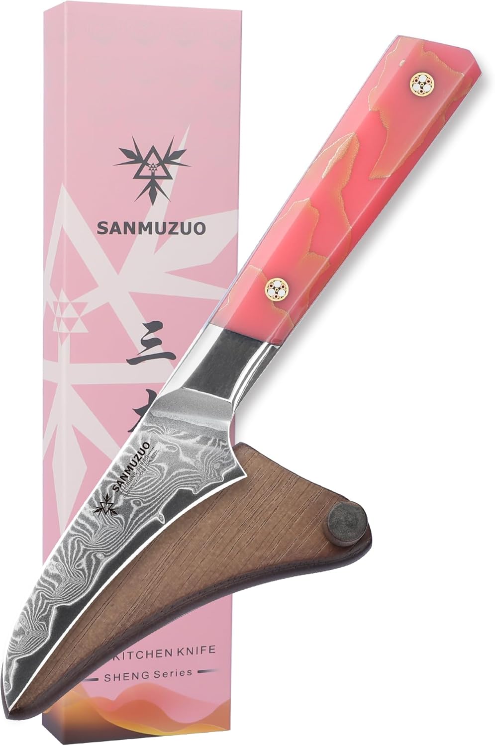 Bird Beak Paring Knife 3.5 Inch, Professional Kitchen Peeling Knife, Ultra Sharp Damascus Powder Steel with Full-tang Resin Handle, SHENG Series