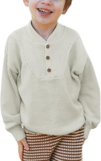Boys Sweaters Kids Casual Henley Button Long Sleeve Pullover Sweater Knit Jumper Tops