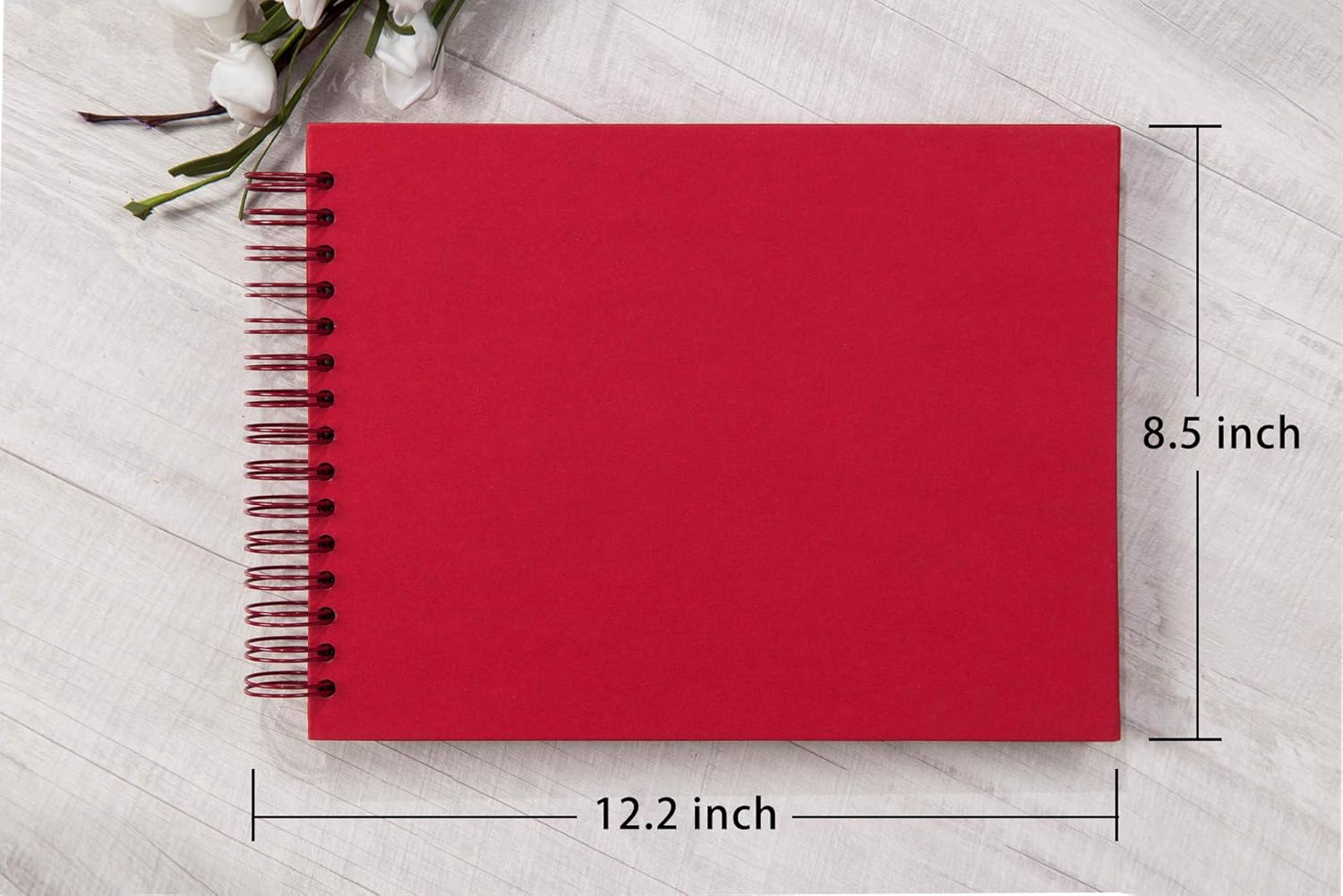 potricher 12.2 x 8.5 Inch Hardcover Kraft Blank Page DIY Scrapbook Photo Album, 80 Pages (40 Sheets) Wedding Anniversary Family Small Scrapbook Photo Album (White)