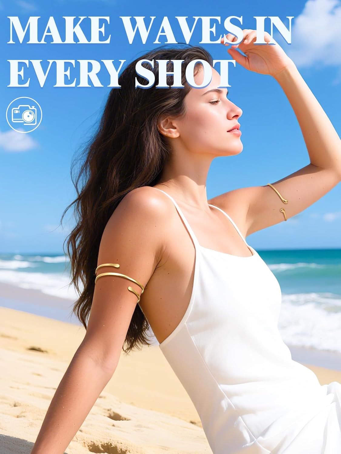 Alphatool Gold Arm Cuff Jewelry Accessories for Women - 5Pcs Adjustable Open Upper Arm Cuff Bracelet Bangle Armlet Set for Party - Image 4