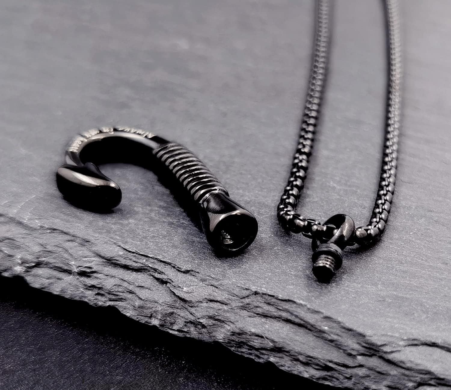 YOUFENG Fishing Hook Urn Necklace for Ashes Stainless Steel Cremation Jewelry Always in My Heart Ashes Necklaces Memorial Keepsake for Men - Image 5