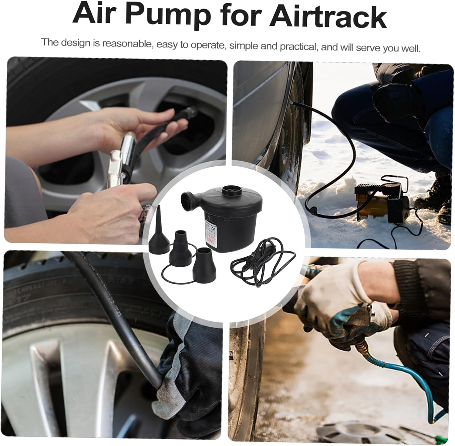 Amosfun Electric Air Pump Portable Inflatable Pump for Home Vehicle High Performance Electric Air Compressor for Inflatable Beds Kayaks and More Design