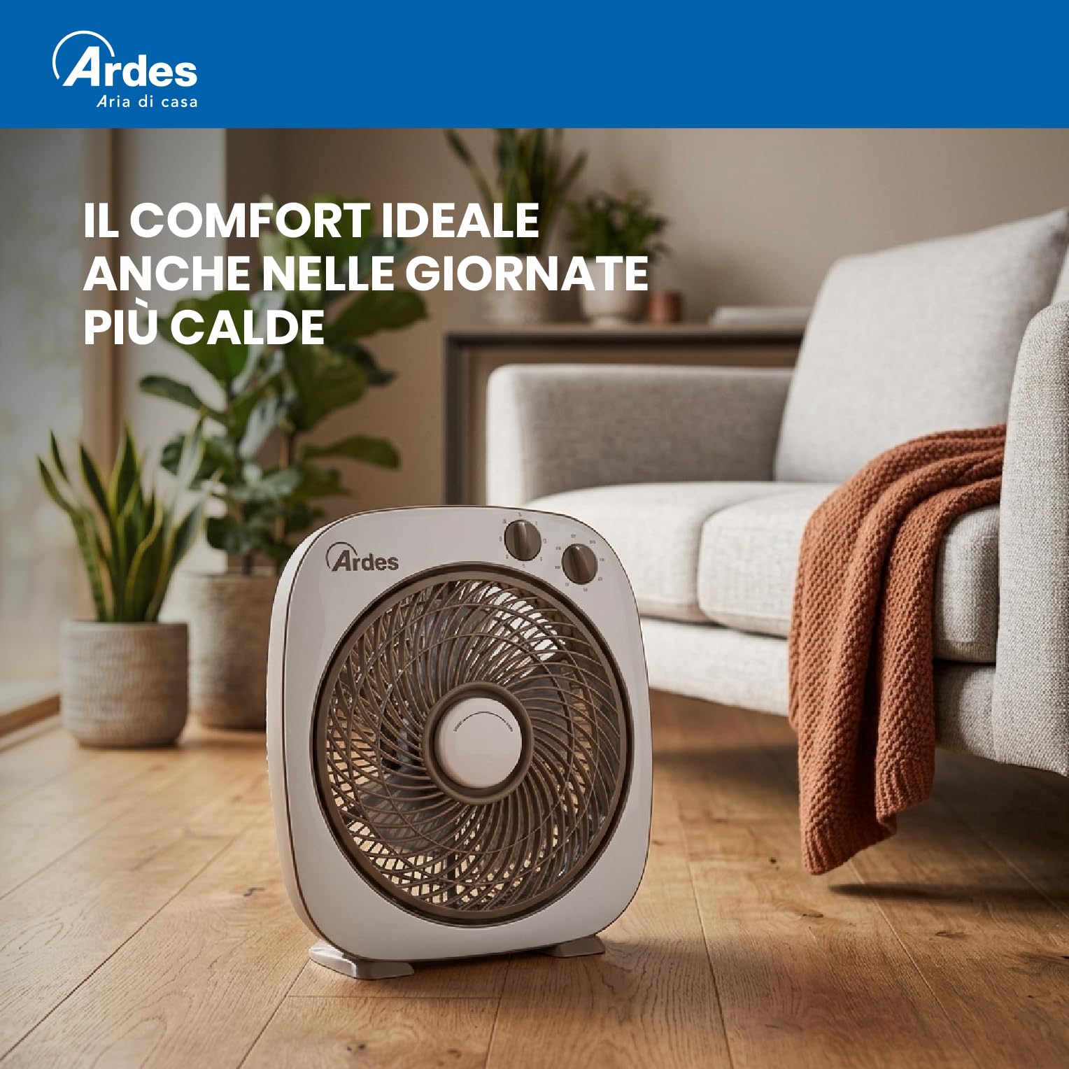 ARDES - AR5B24 Ventilateur de table ou sur pied muni de 6 pales et 3 niveaux d'intensité Rotation à 360 degrés Ventilateur sur pied Box Floor