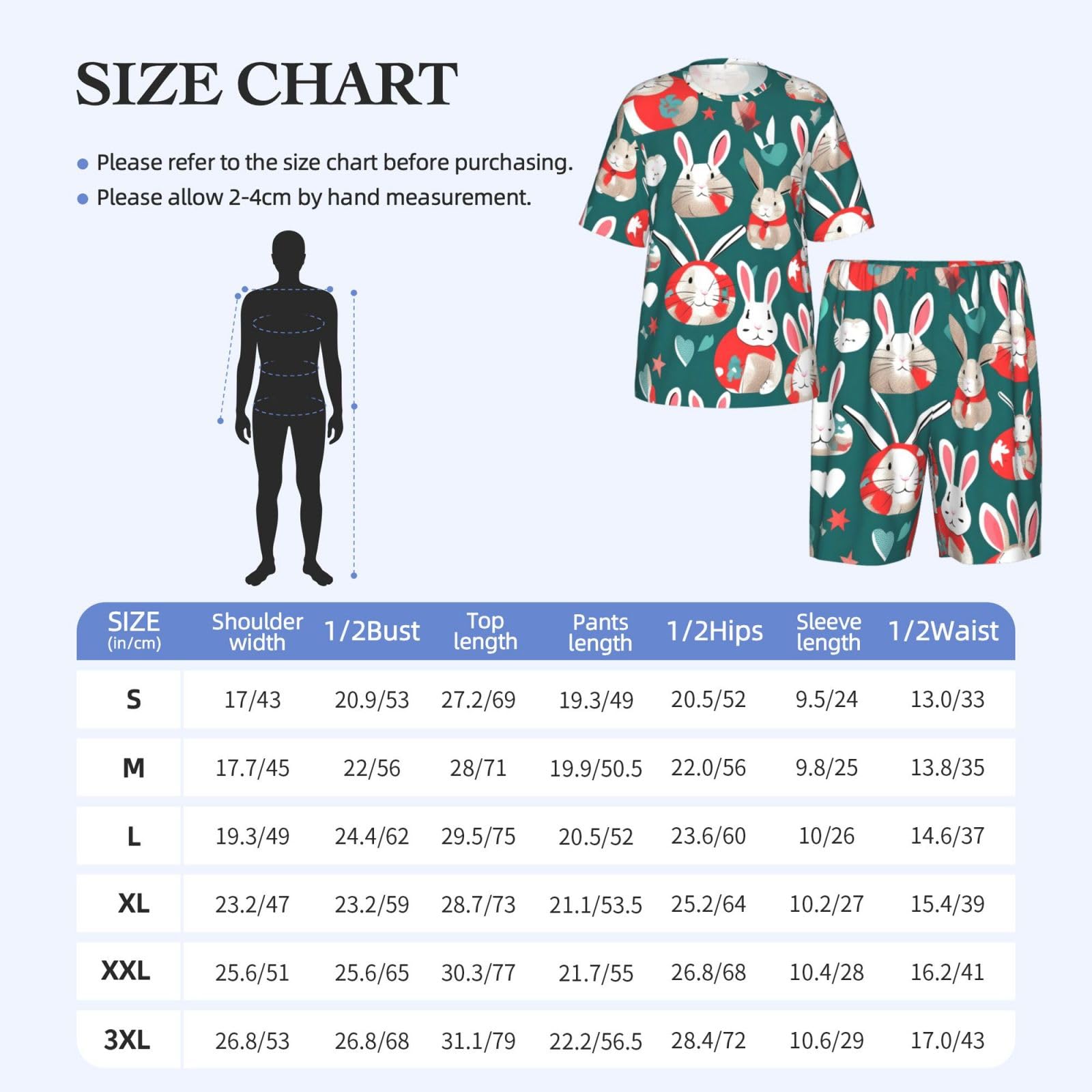 Conjunto de pijama clásico para hombre, con estampado de conejos, pantalones cortos de pijama suaves para hombre, perfecto para las noches de verano