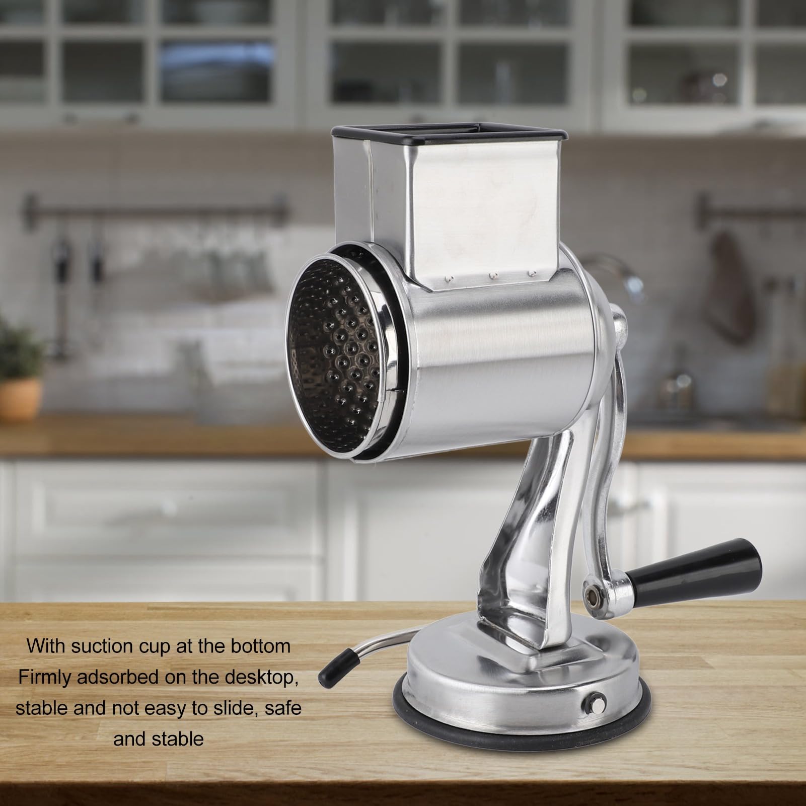 Rotary Cheese Grater Hand Crank, Stainless Steel Kitchen Mandoline Vegetable Slicer, Potato Slicer Rotary for Cucumbers, Lemons, Apples (Original Color)