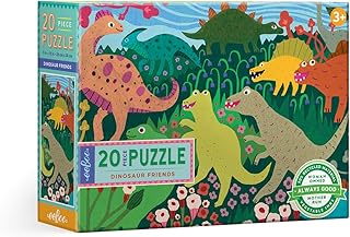 eeBoo: Dinosaur Friends 20 Piece Big Puzzle, Perfect Project for Little Hands, Aids in The Development of Pattern, Shape and Color Recognition, for Ages 3 and up