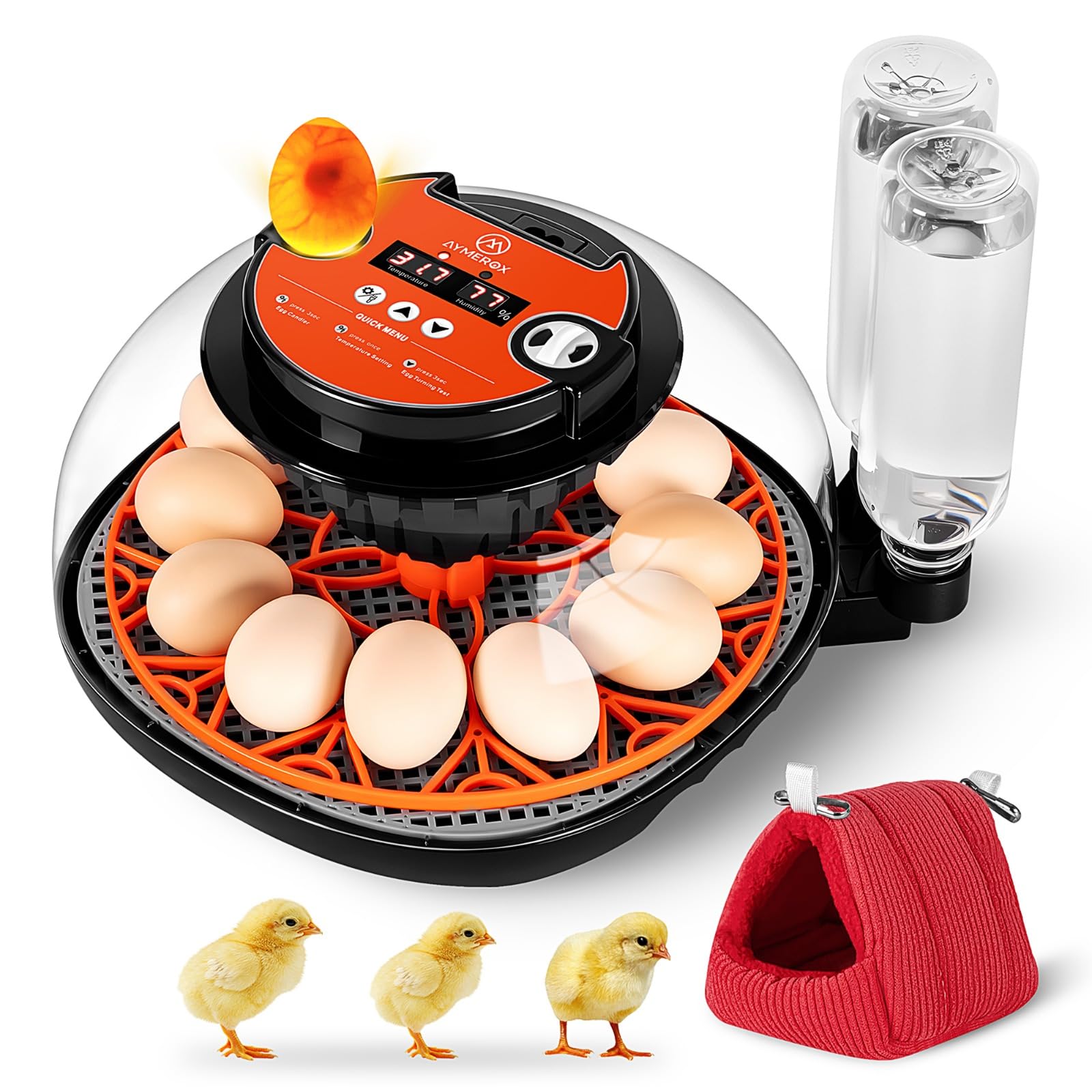 Incubatrice per uova da cova per 12 uova, pollo, anatra, quaglia e oca, con controllo automatico della temperatura e dell'umidità, display digitale a LED, sistema di ricarica automatica dell'acqua
