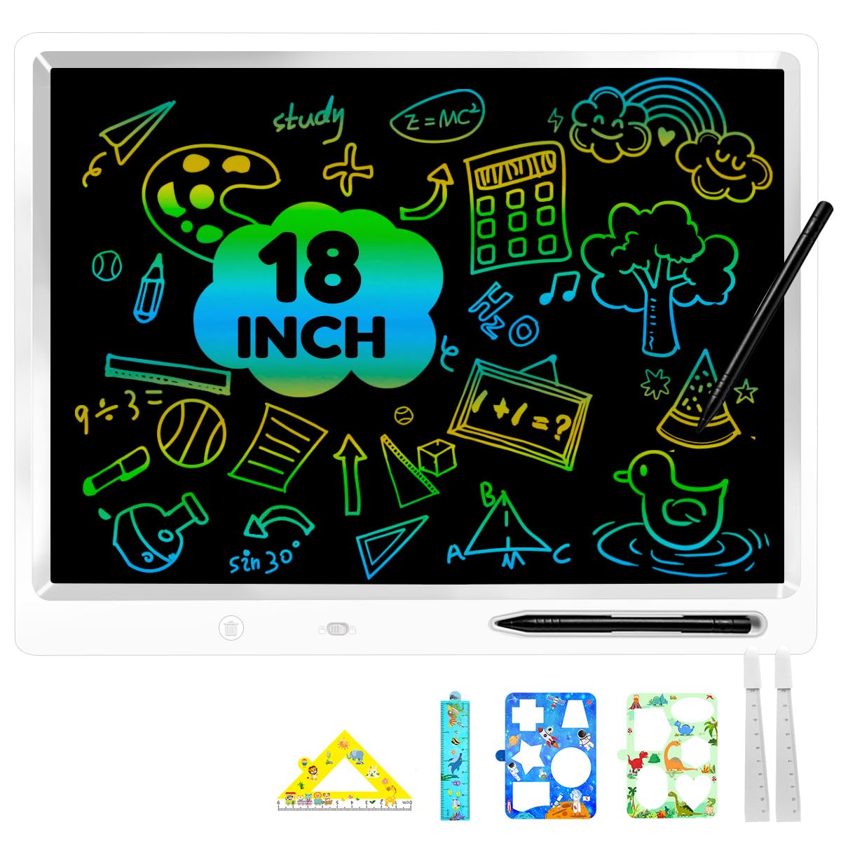 LCD Writing Tablet, 18 Inch Colorful Doodle Board Valentines Kids Gifts,Erasable LCD Writing Tablet for Kids, Home School Office Christmas Gifts for 3-12 Years Home School-image-27